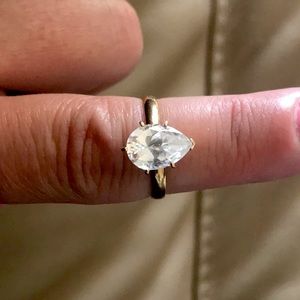 14k yellow gold Pear shaped CZ ring.